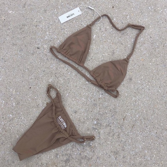 NWT Slate Swim Rain Bikini Top/Bottom in Toast XS - Picture 1 of 8